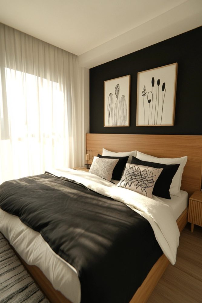 black and white bedroom ideas Scandinavian simplicity