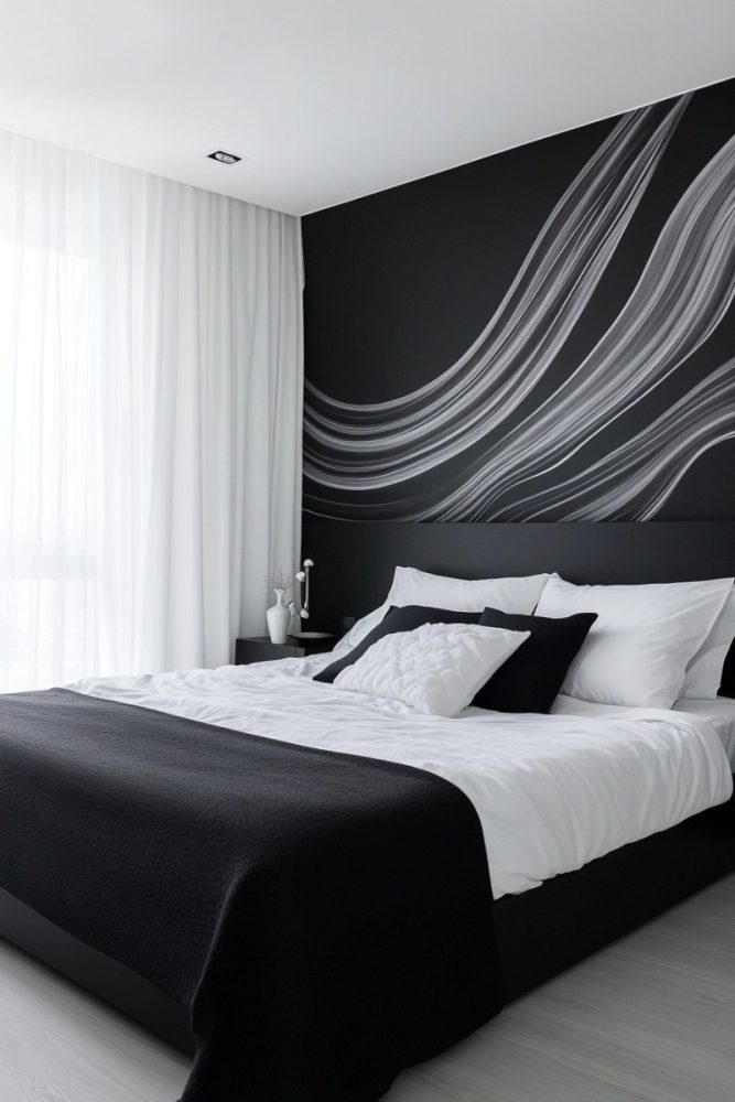 black and white bedroom ideas hand painted murals