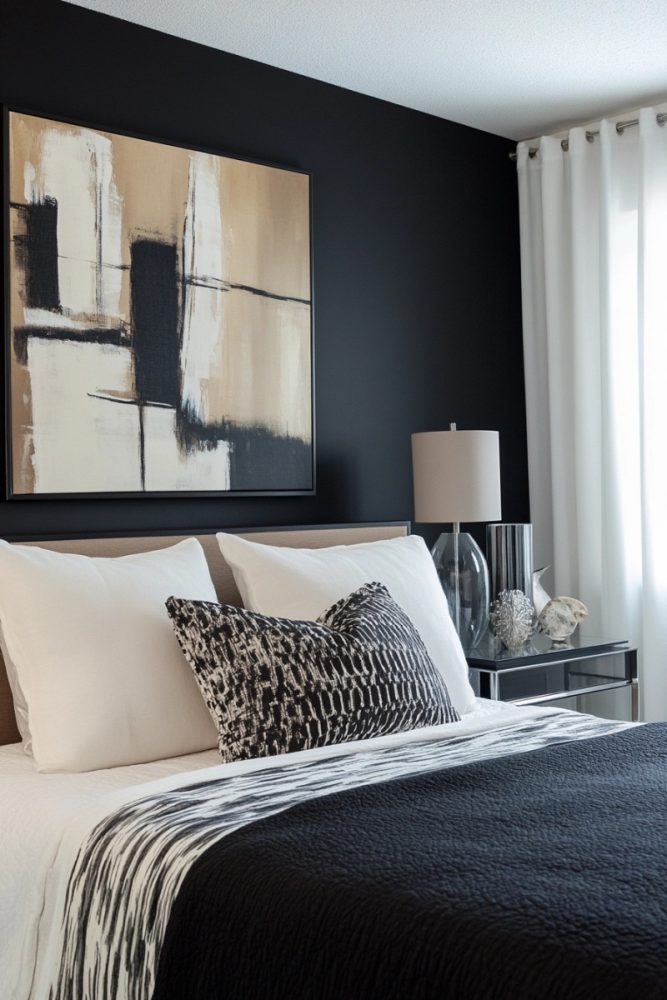 black and white bedroom ideas modern mixed materials
