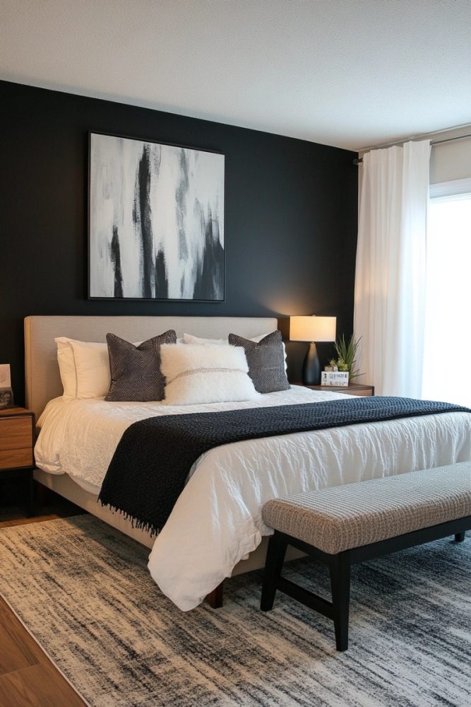 black and white bedroom ideas texture play