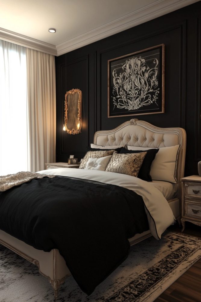 black and white bedroom ideas vintage glamour