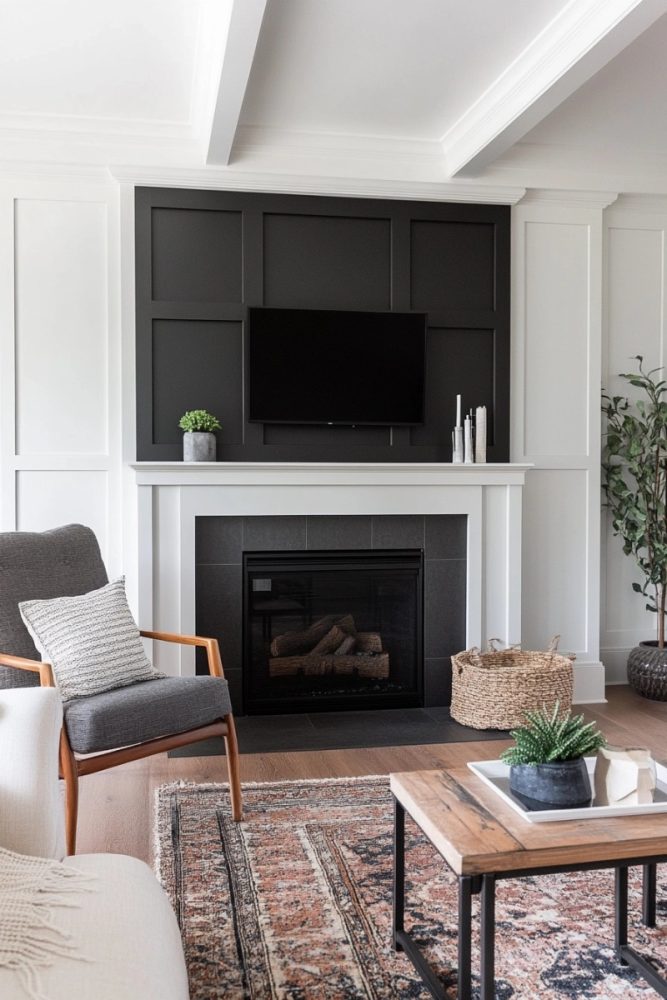 black board and batten ideas fireplace