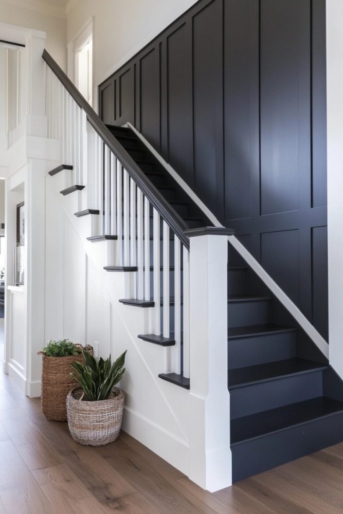 black board and batten ideas stairway