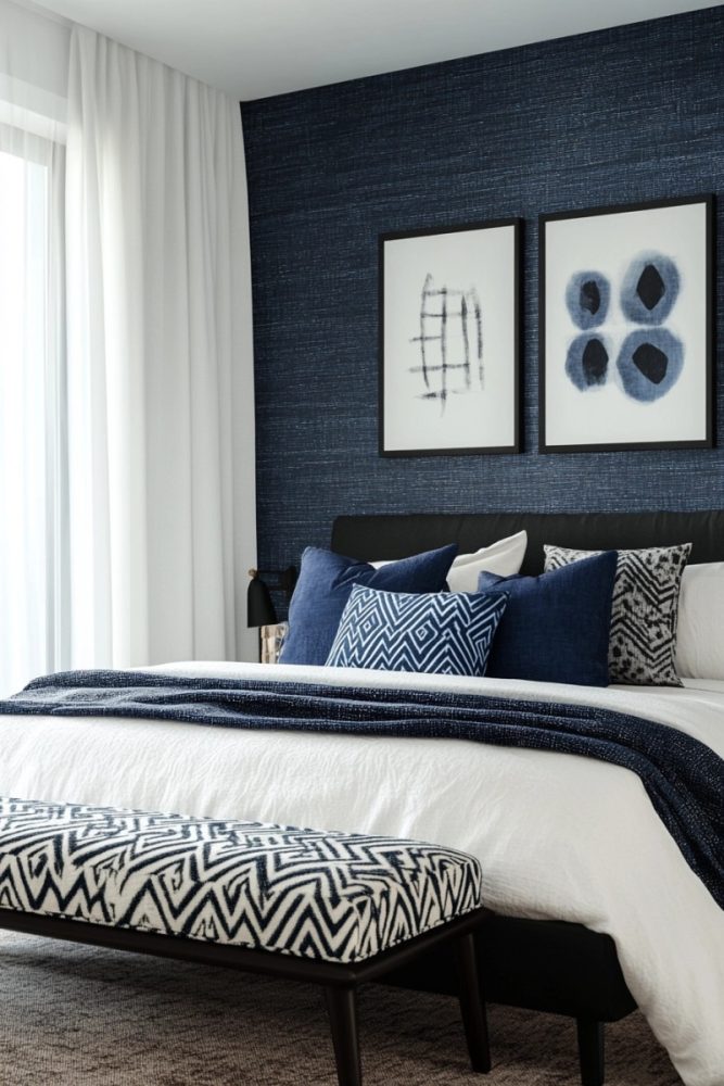 blue bedroom ideas Mixed Patterns