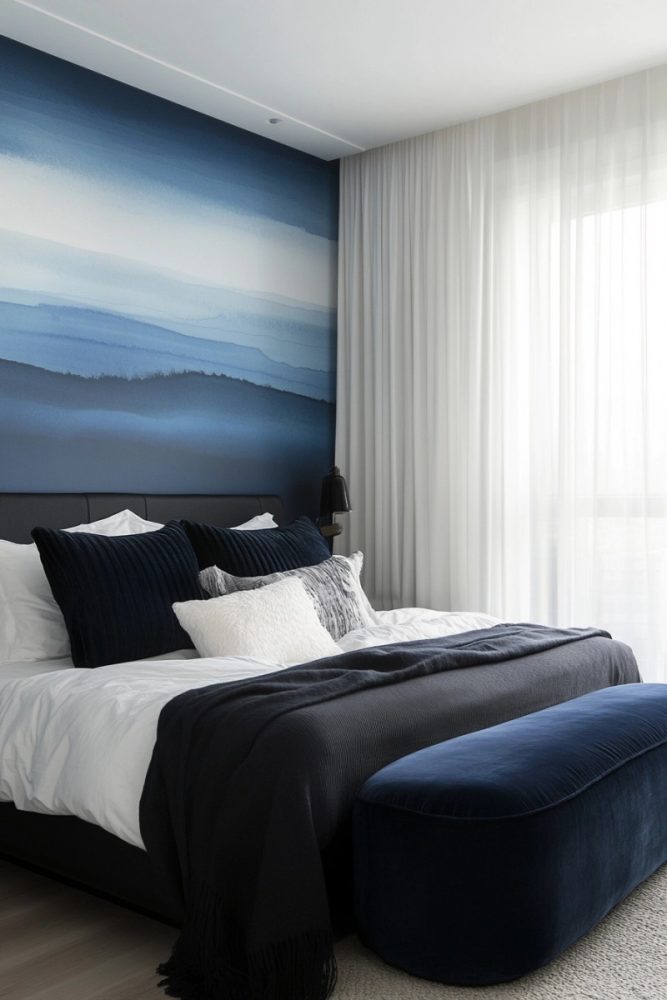 blue bedroom ideas Ombre Accent Wall