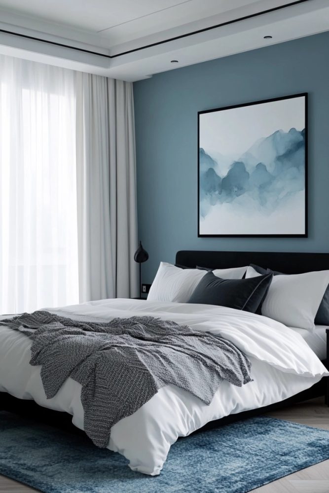 blue bedroom ideas Statement Blue Rug