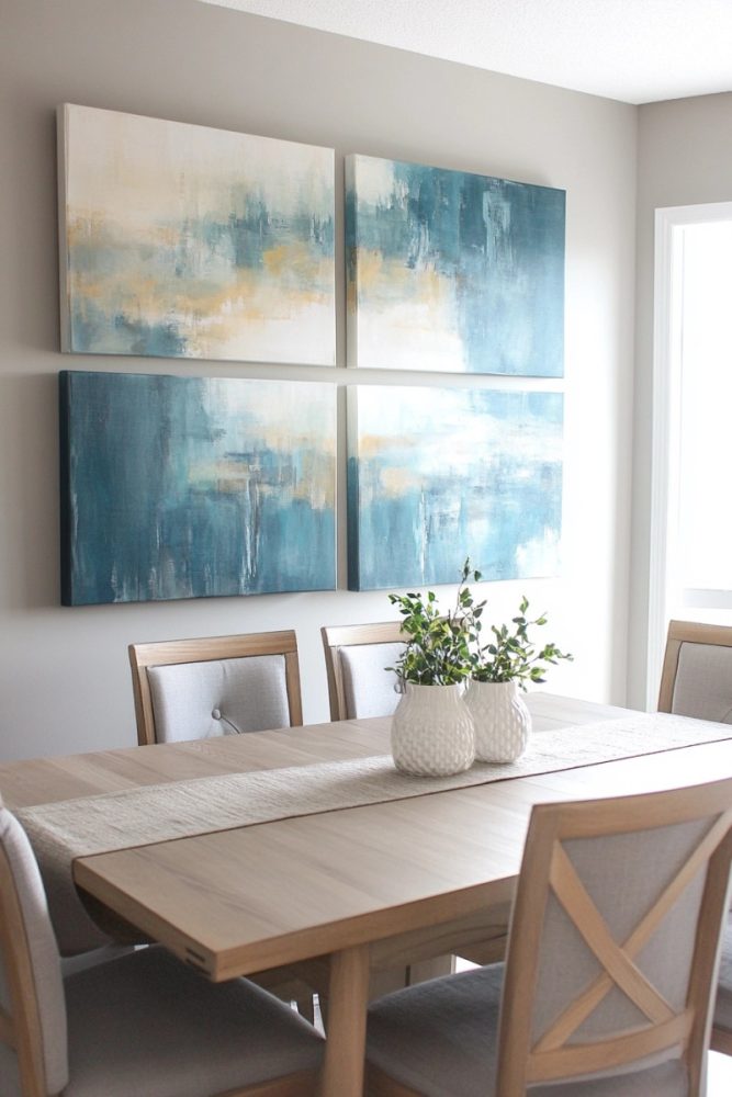 dining room gallery wall ideas Floating Frame & Canvas Mix