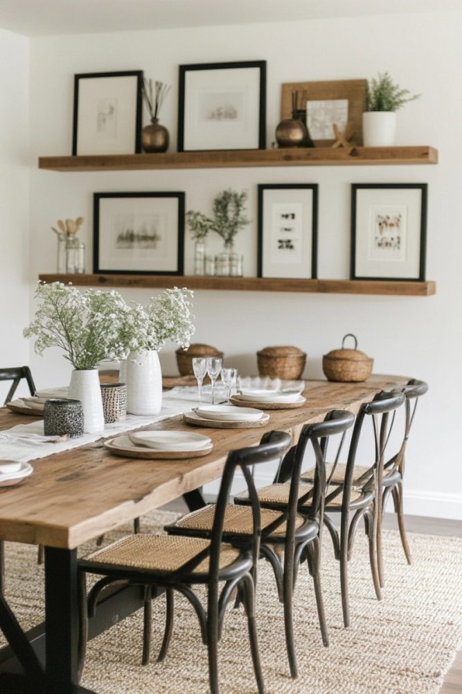 dining room gallery wall ideas The Book & Art Hybrid Wall