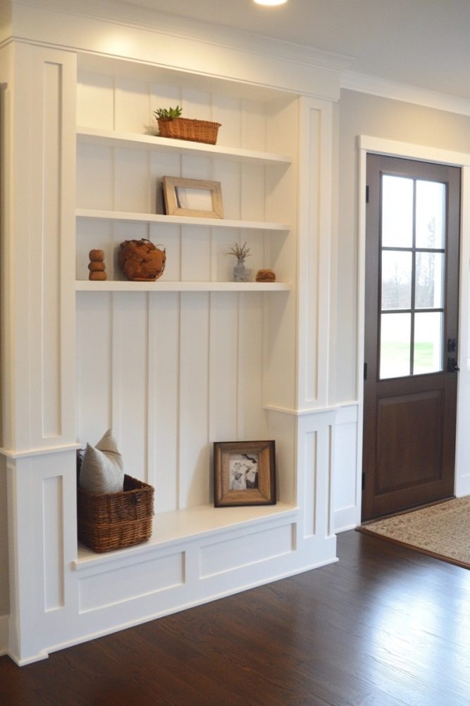 entryway board and batten wall ideas Built in Shelves