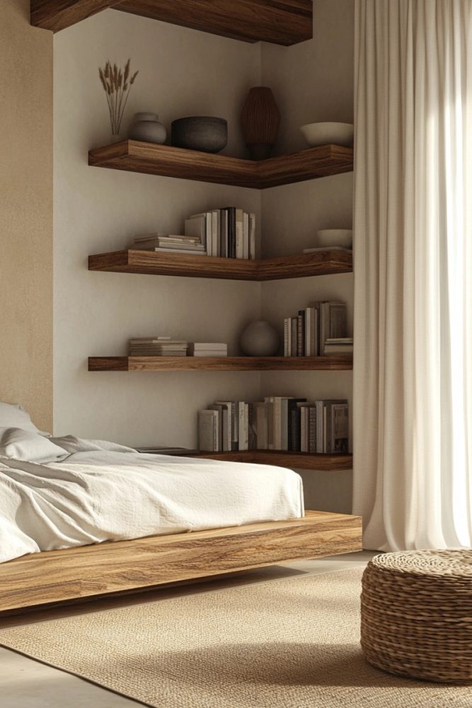 japandi bedroom ideas Minimalist Floating Shelves