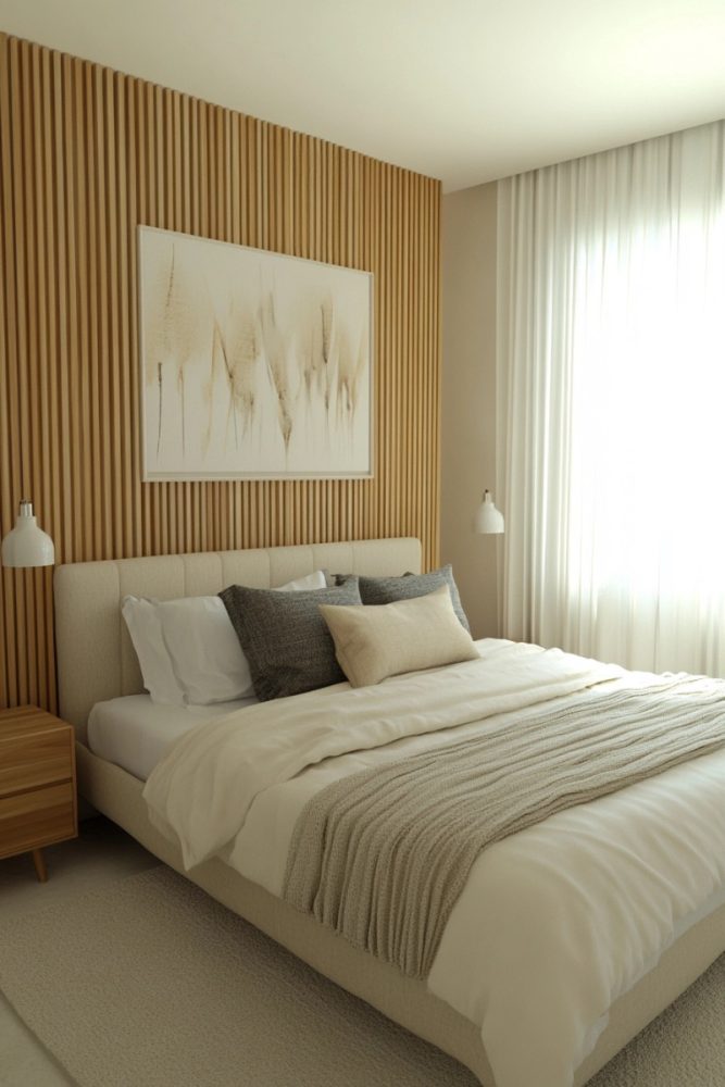 japandi bedroom ideas vertical accent