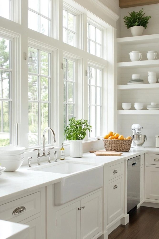 open kitchen shelf ideas Minimalist White Shelves for an Airy Vibe