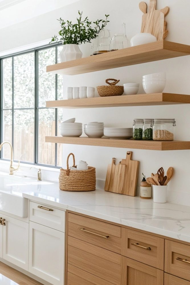 open kitchen shelf ideas Shelves at Different Heights