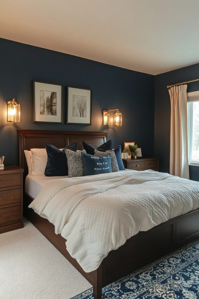 best moody bedroom paint colors Ink Blue