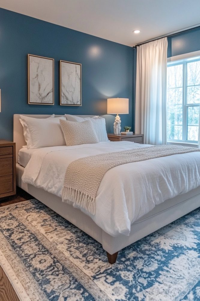 best moody bedroom paint colors Stormy Blue