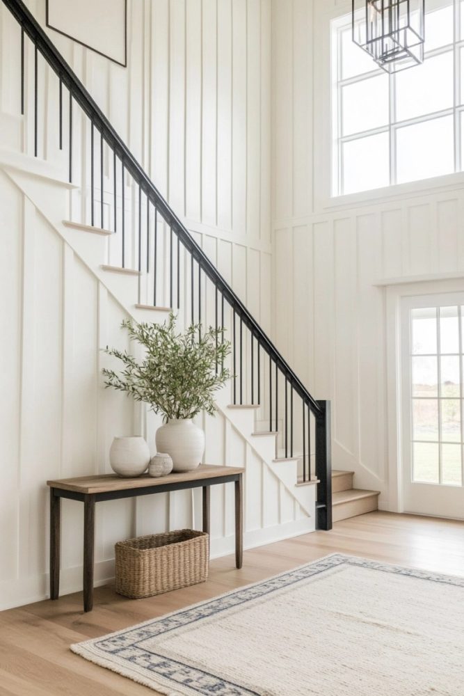 board and batten staircase ideas Vertical Board and Batten for a Tall
