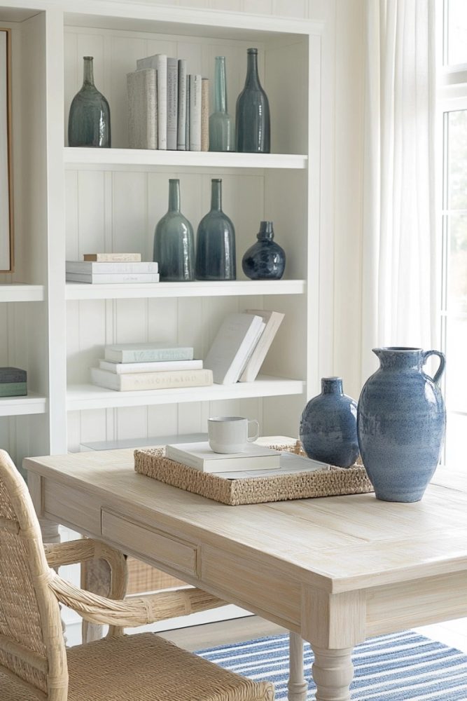 coastal shelf decor ideas Play with Coastal Blue Accents
