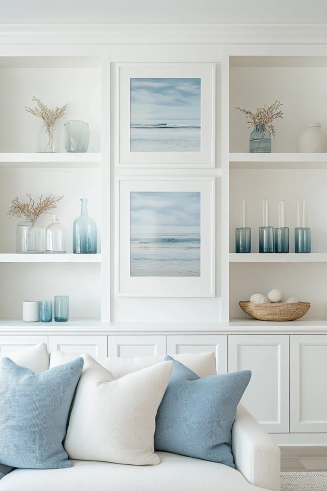 coastal shelf styling candles