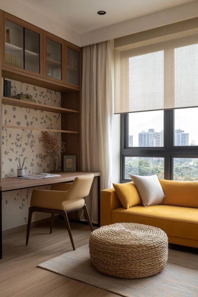 home office ideas with couch Hidden Storage Inside a Storage Ottoman