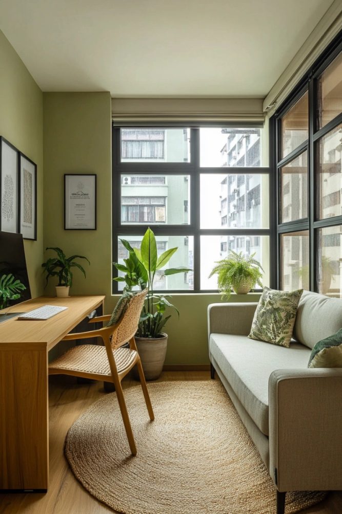home office ideas with couch Indoor Plants to Bring the Space to Life