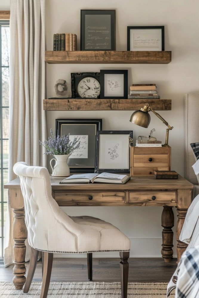 home office in bedroom ideas A Touch of Vintage for Farmhouse Charm