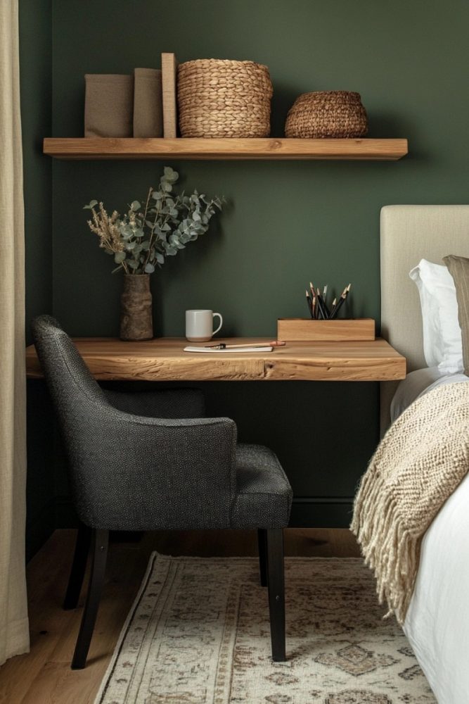 home office in bedroom ideas Cozy Textures for a Soft Finish