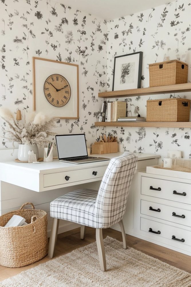home office in bedroom ideas Farmhouse Inspired Desk Accessories