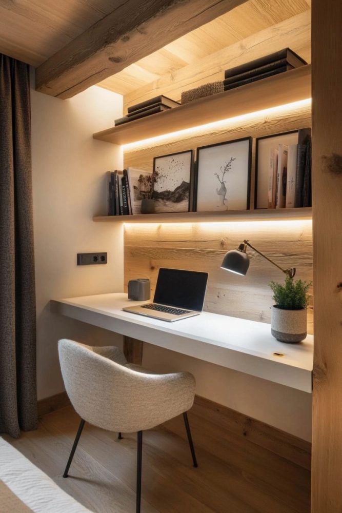 home office in bedroom ideas Tuck Your Desk into a Built In Nook