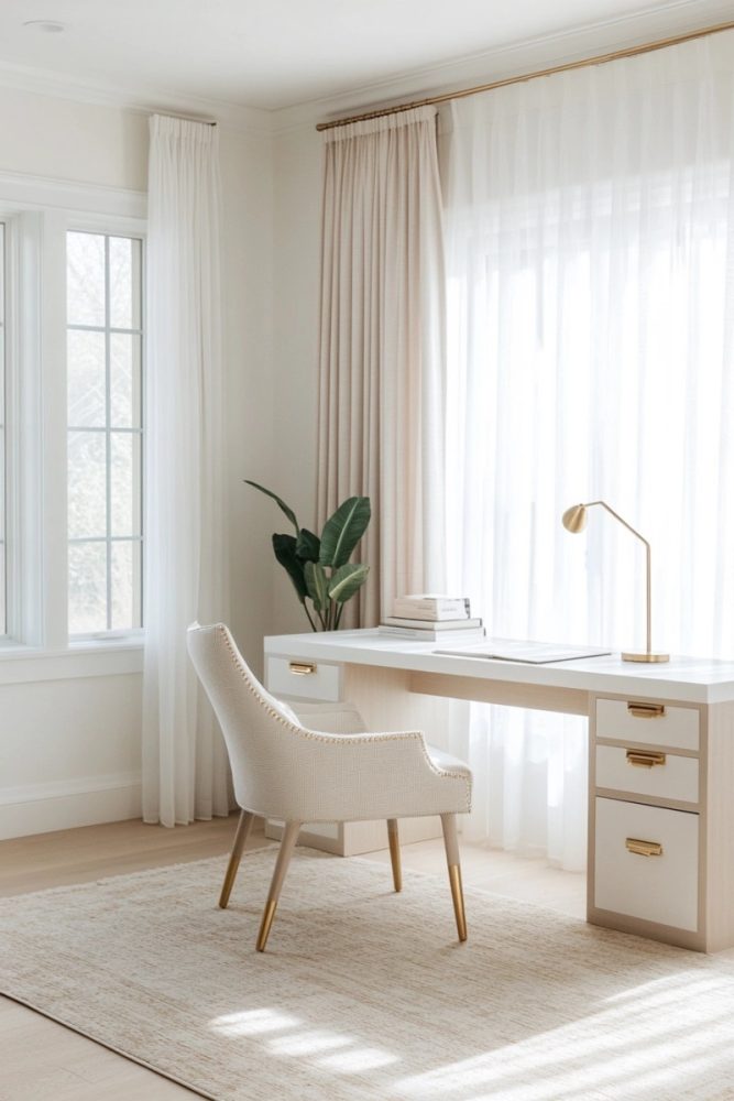 home office wall color ideas Transitional Home Office in Crisp White