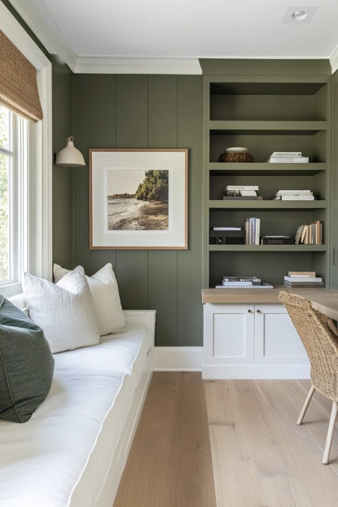 home office with couch built in