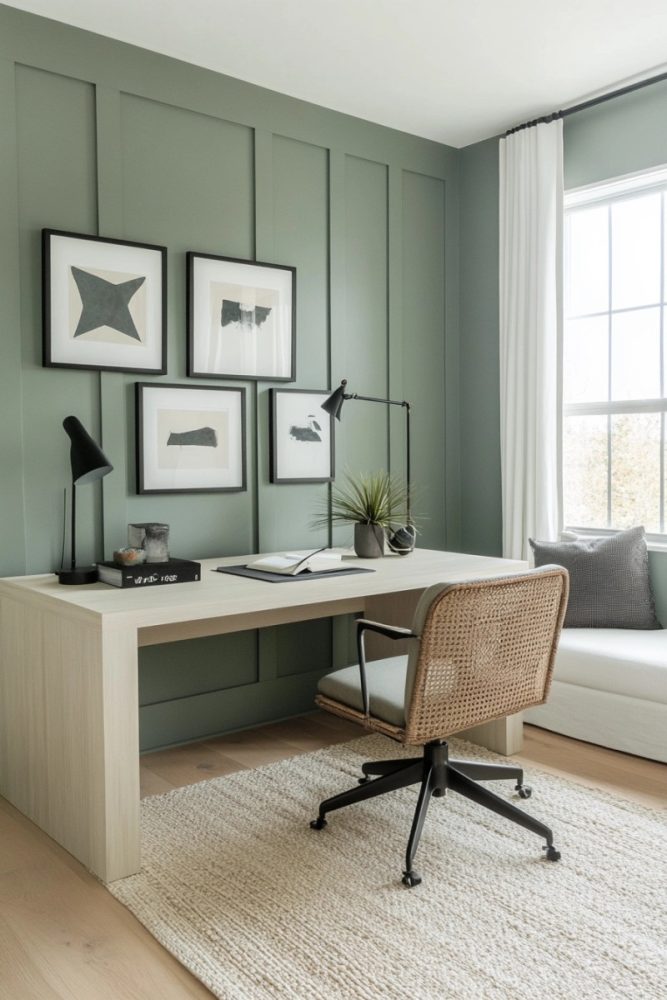 home office with couch green