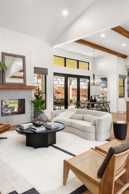 MID CENTURY MODERN LIVING ROOM WOOD TONES