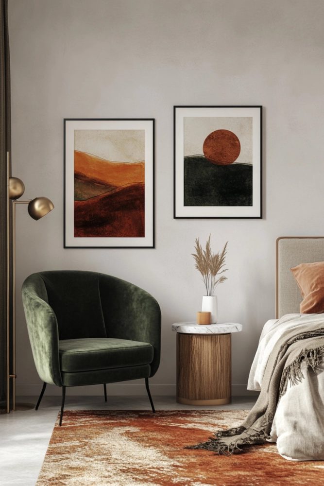 bedroom gallery wall layout ideas Offset Pairing