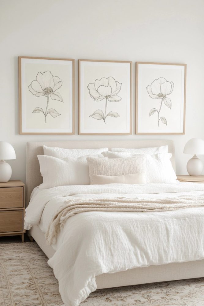 bedroom gallery wall layout ideas Repetition with a Twist