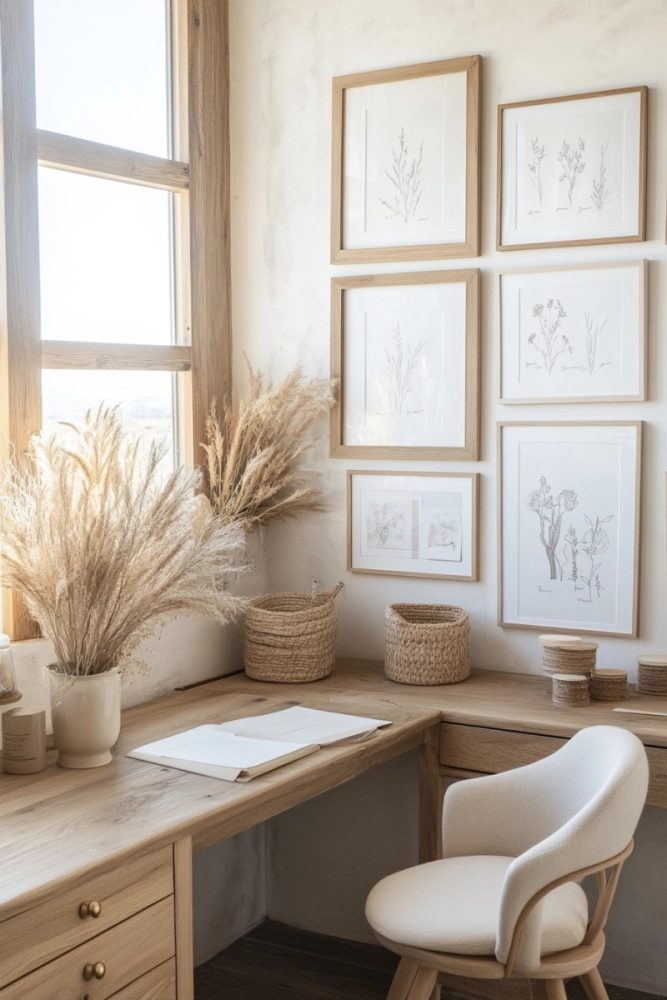 home office gallery wall design Eclectic Corner Buildout
