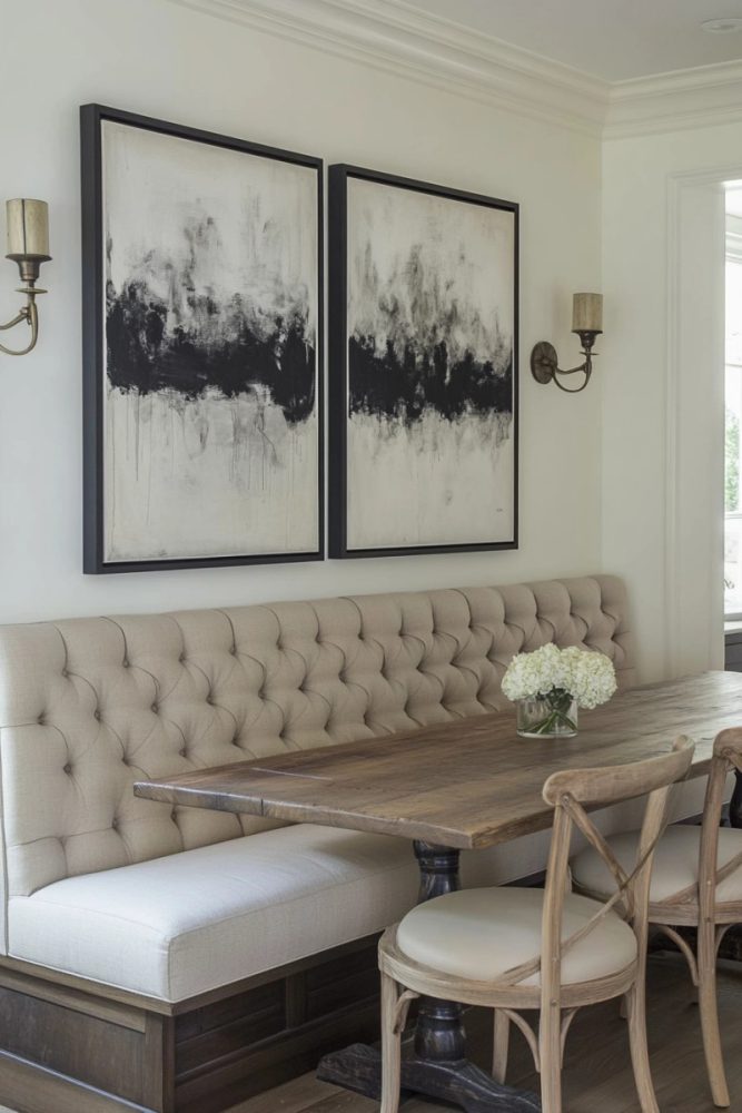 kitchen banquette IDEAS Oversized Banquette with Art Wall