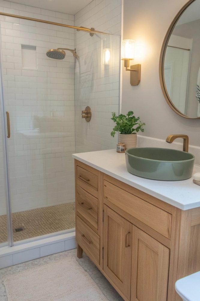 mid century modern bathroom ideas Colored Sinks