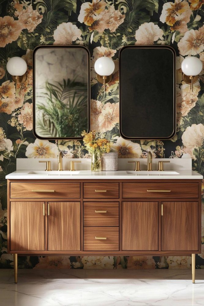 mid century modern bathroom wallpaper ideas