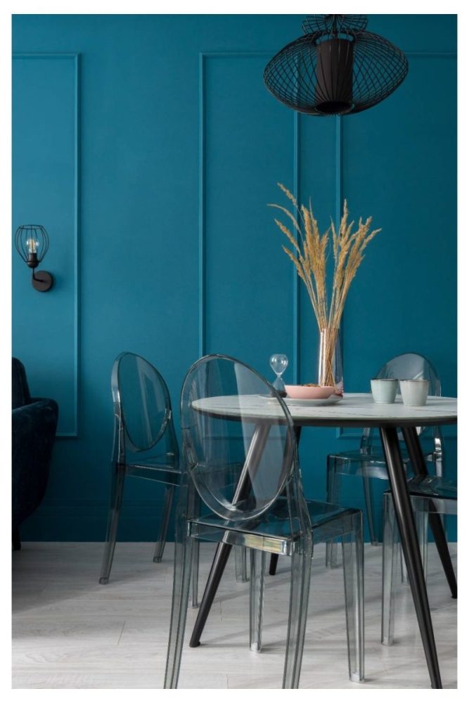 Lacquered Teal Dining Wall Blue Accent Wall Ideas