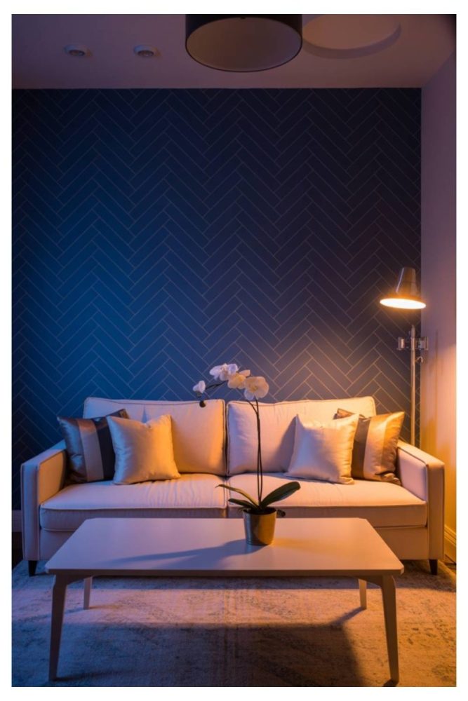 Navy Herringbone Wallpaper Blue Accent Wall Ideas