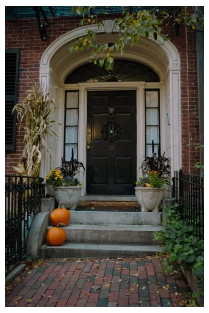 Bare Branches in Oversized Urns Halloween Entryway Decor