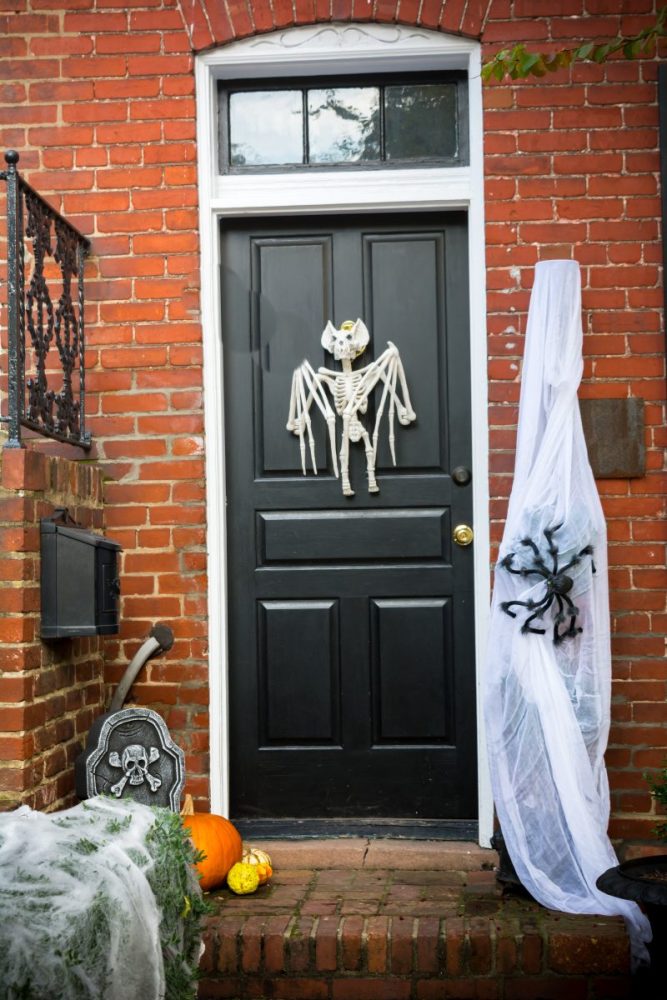 black and white entryway