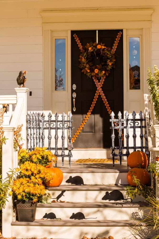 faux animals front porch halloween