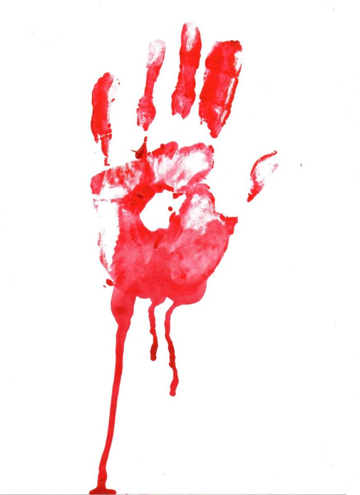 halloween bloody handprint wall art
