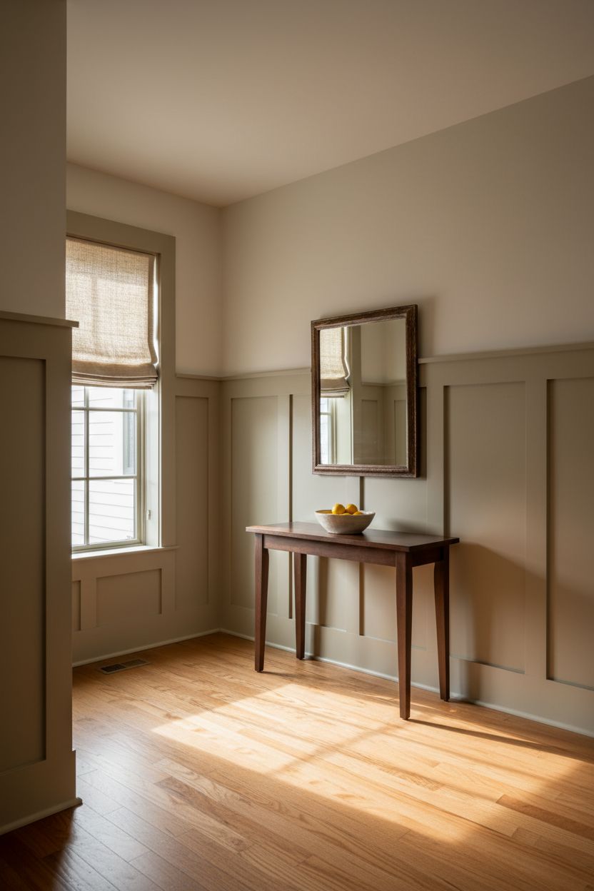 Warm Greige Board and Batten for a Neutral Hallway That Still Has Character