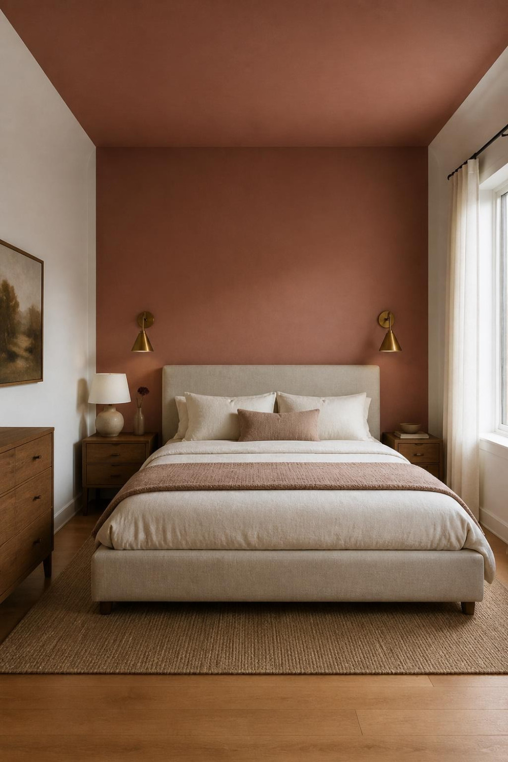 Color-Drenched Accent Wall Extended to the Ceiling