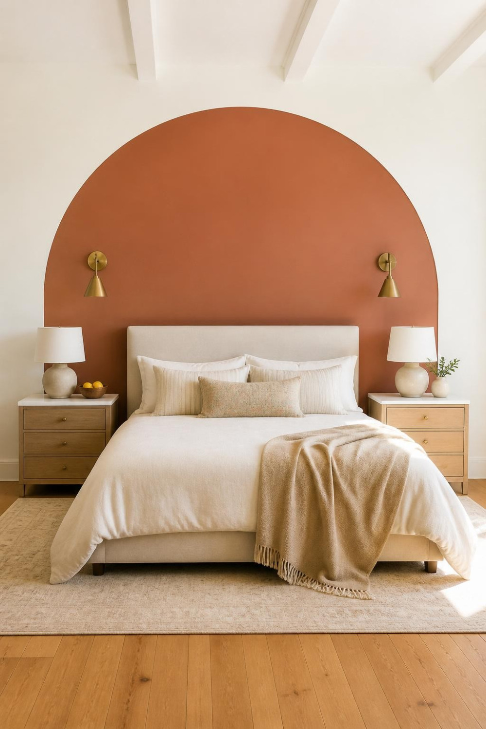 Painted Arch Detail on the Headboard Wall