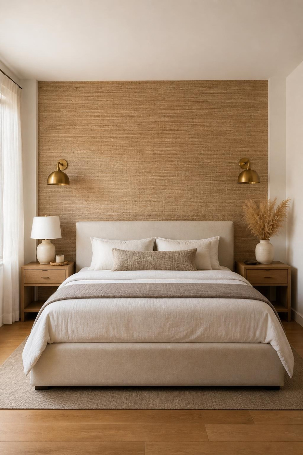 Grasscloth or Natural Fiber Wallpaper as a Quiet Textural Accent Wall