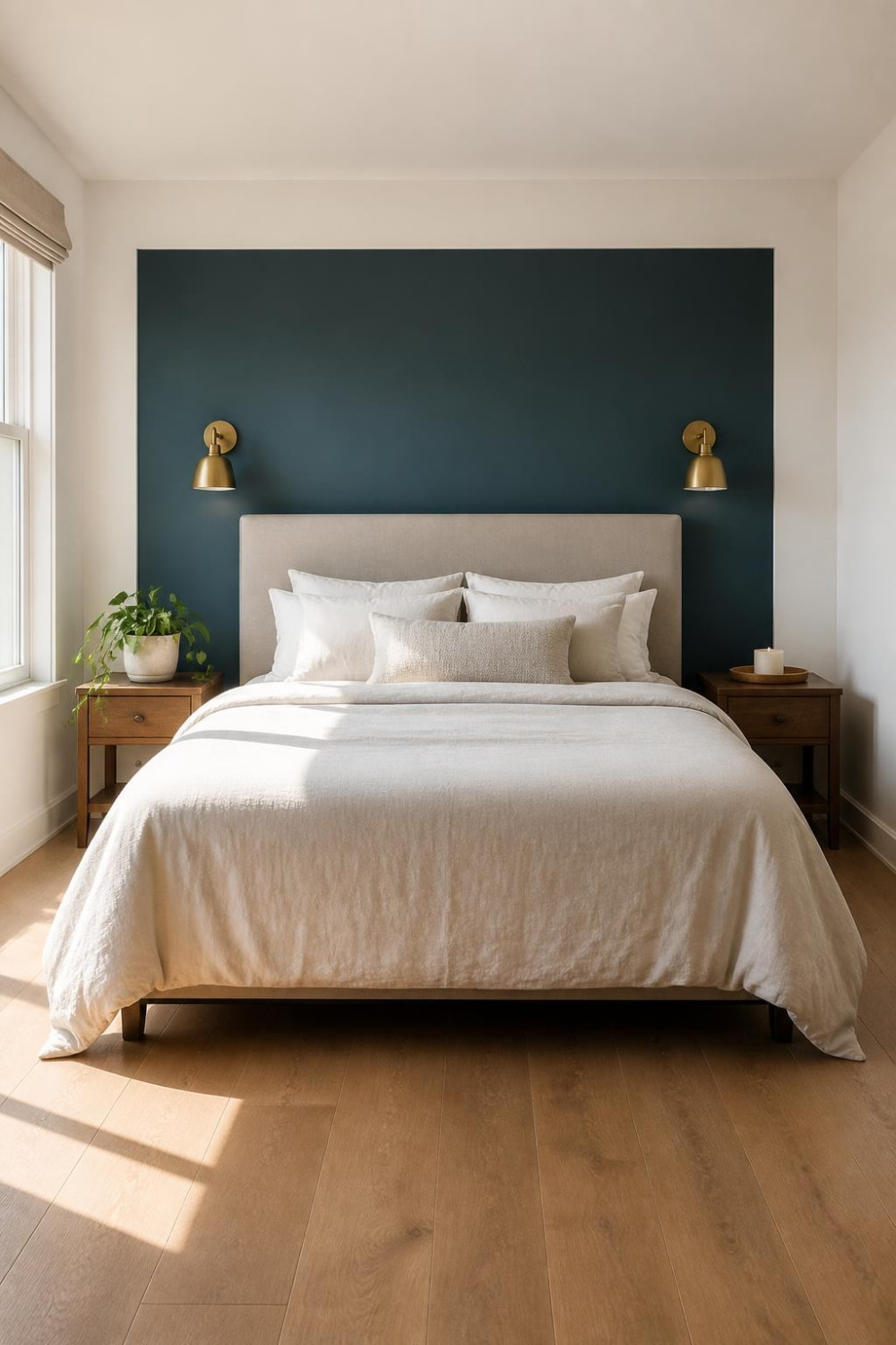 Painted Rectangle Panel Behind the Bed — No Trim Needed