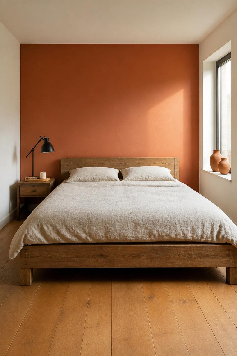 Terracotta Accent Wall for Warm, Earthy Bedroom Vibes
